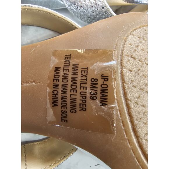 Women Sz 8 Rhinestone Formal Wedding Party Bling Prom Home Coming Strappy Heels - Picture 13 of 15